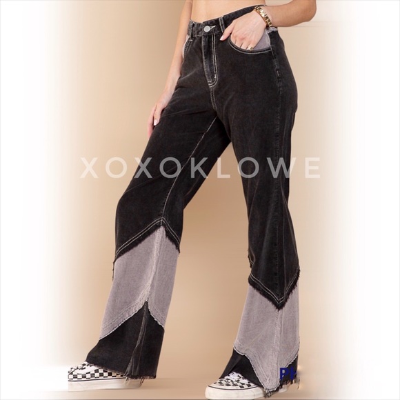 POL Corduroy Pants Retro High Waist Color Blocked - Picture 8 of 16